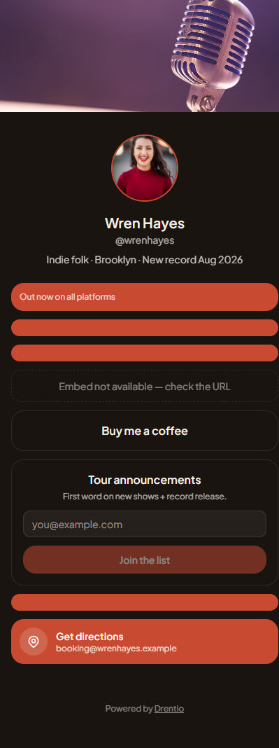 What the tip jar looks like on mobile — three preset amounts, plus a custom-amount field.